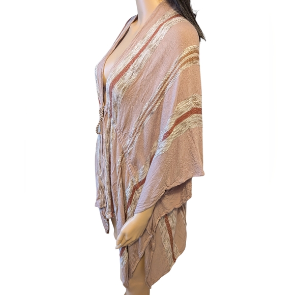 Boho Cardigan Kimono Cover Up Browns and Cream OS - Picture 2 of 11